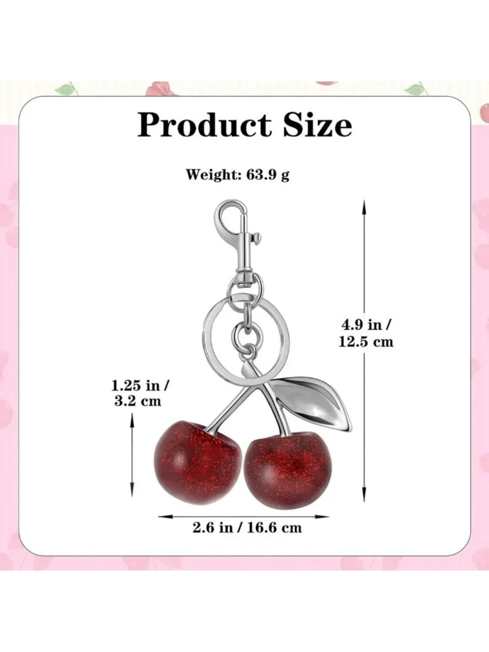 Adorable Cherry Bag Charm Set | Bling Gold & Silver Keychain for Handbags